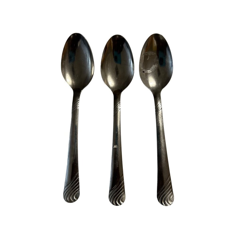 Stanley Roberts Stream Stainless Teaspoons Set Of 3 Wavy Line Pattern Discontinu